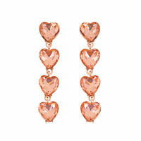 4-TIER CRYSTAL RHINESTONE HEART SHAPED EARRINGS